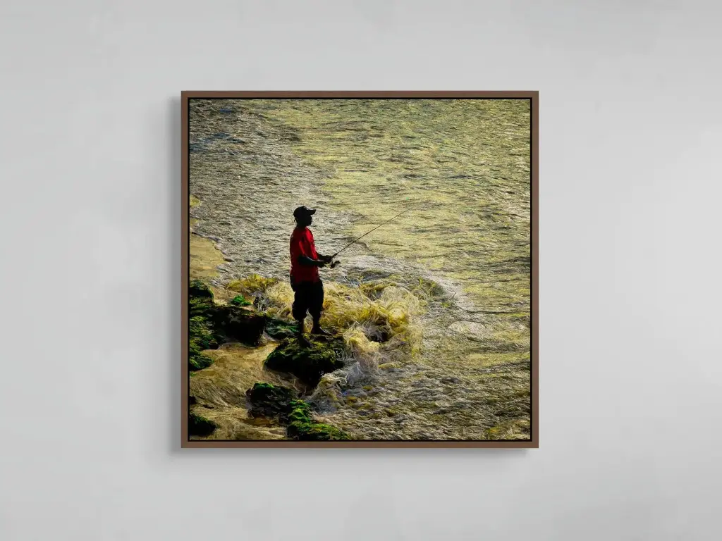 Un pescador en Macao | Canvas–30" x 30".