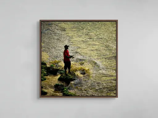 Un pescador en Macao | Canvas–30" x 30".